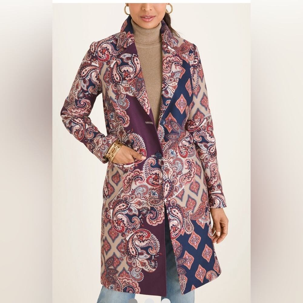 Chico Patched-Print Coat Size :0 NWT